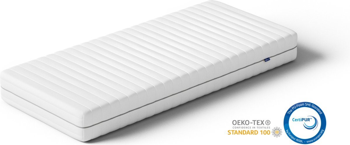 Akkon® Comfortfoam Matras 130x200 - 14 cm dik | Polyether SG30 - Premium Tijk Wit