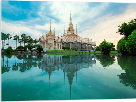 WallClassics - Acrylglas - Boeddhisitsche Tempel - Thailand - 80x60 cm Foto op Acrylglas (Met Ophangsysteem)