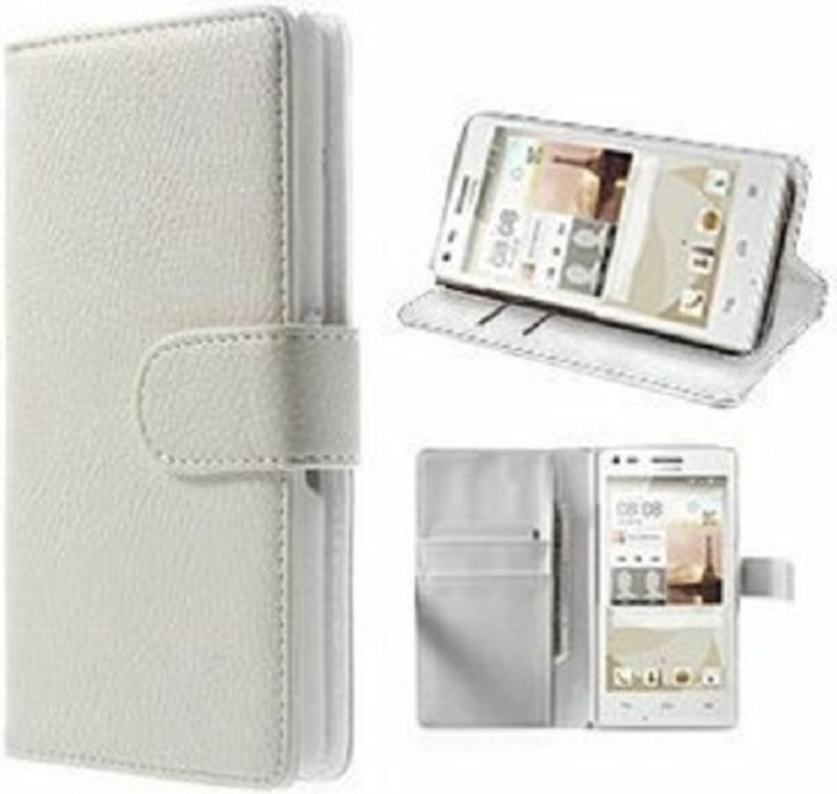 Huawei G6 Hoesje Met Pasjeshouder Bookcase Wit