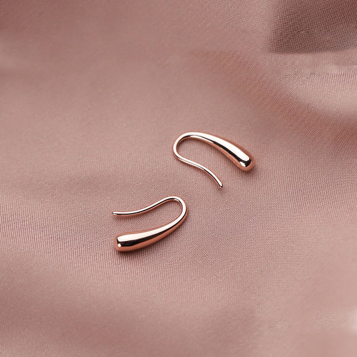 Gading® dames oorbellen met rosegouden druppel vorm oorknoppen-925 zilver
