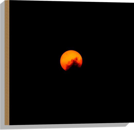 WallClassics - Hout - Rood Oranje Zon - 50x50 cm - 9 mm dik - Foto op Hout (Met Ophangsysteem)