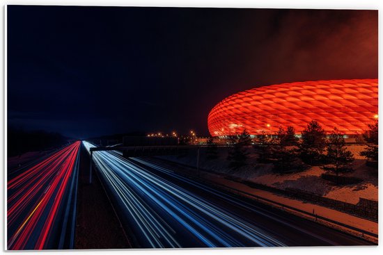 WallClassics - Plaque de Mousse PVC - Arena at Night - Allemagne - 60x40 cm Photo sur Plaque de Mousse PVC (Avec Système d'accrochage)