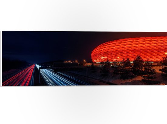 WallClassics - PVC Schuimplaat- Arena in de Nacht - Duitsland - 60x20 cm Foto op PVC Schuimplaat