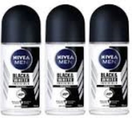 NIVEA MEN Deo Roller Black & White Invisible - Voordeelverpakking - 3 x 50 ml