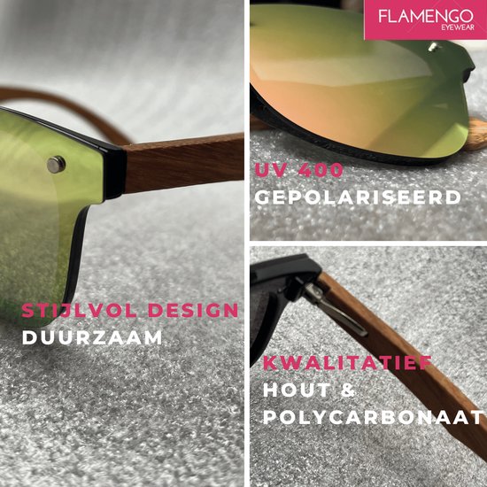 FLAMENGO Randloze Zonnebril – Sunglasses - Festival - Sport - Wintersport – Strand - Ski zonnebril - UV400 – Gepolariseerd - Geschikt voor dames/heren – Stijlvol Design – incl. brillenzakje - Flamengo