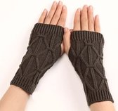 Handschoenen - Polswarmers - Vingerloos - Dames - Warme handen - Thuiswerken - Typen - Computerwerk - Whatsappen - Herfst - Winter - One size - Gebreid - Donker Grijs - Cadeau