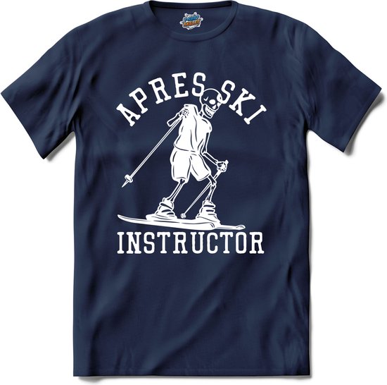 Apres Ski Instructor Skiën Bier Winter sport TShirt Unisex Navy