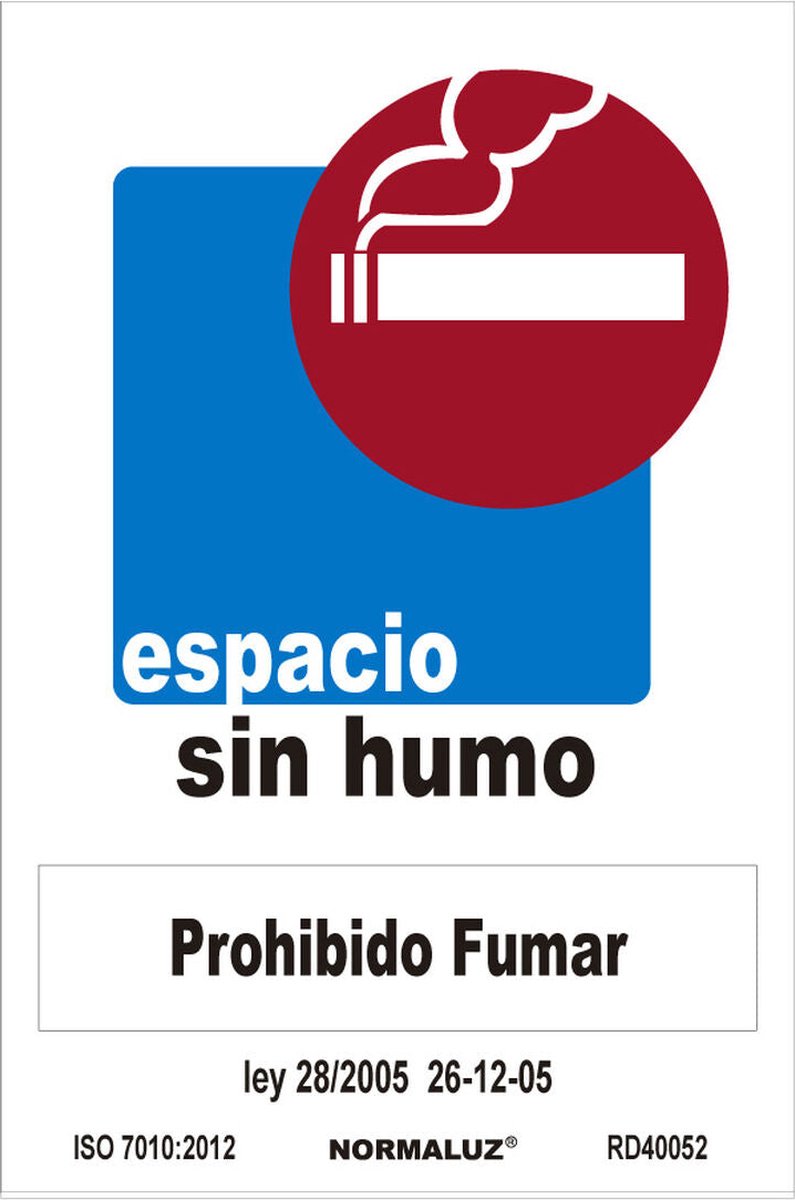 Bord Normaluz Espacio sin humo, prohibido fumar PVC (30 x 40 cm)