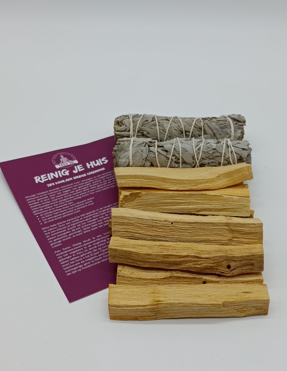 Reinig je huis pakket XL - Smudge - Witte salie - Palo Santo - energetische reiniging - original – TEEX.NL – Nederlandse gebruiksaanwijzing – White sage — cadeau in Cadeau-ideeën - foto 3