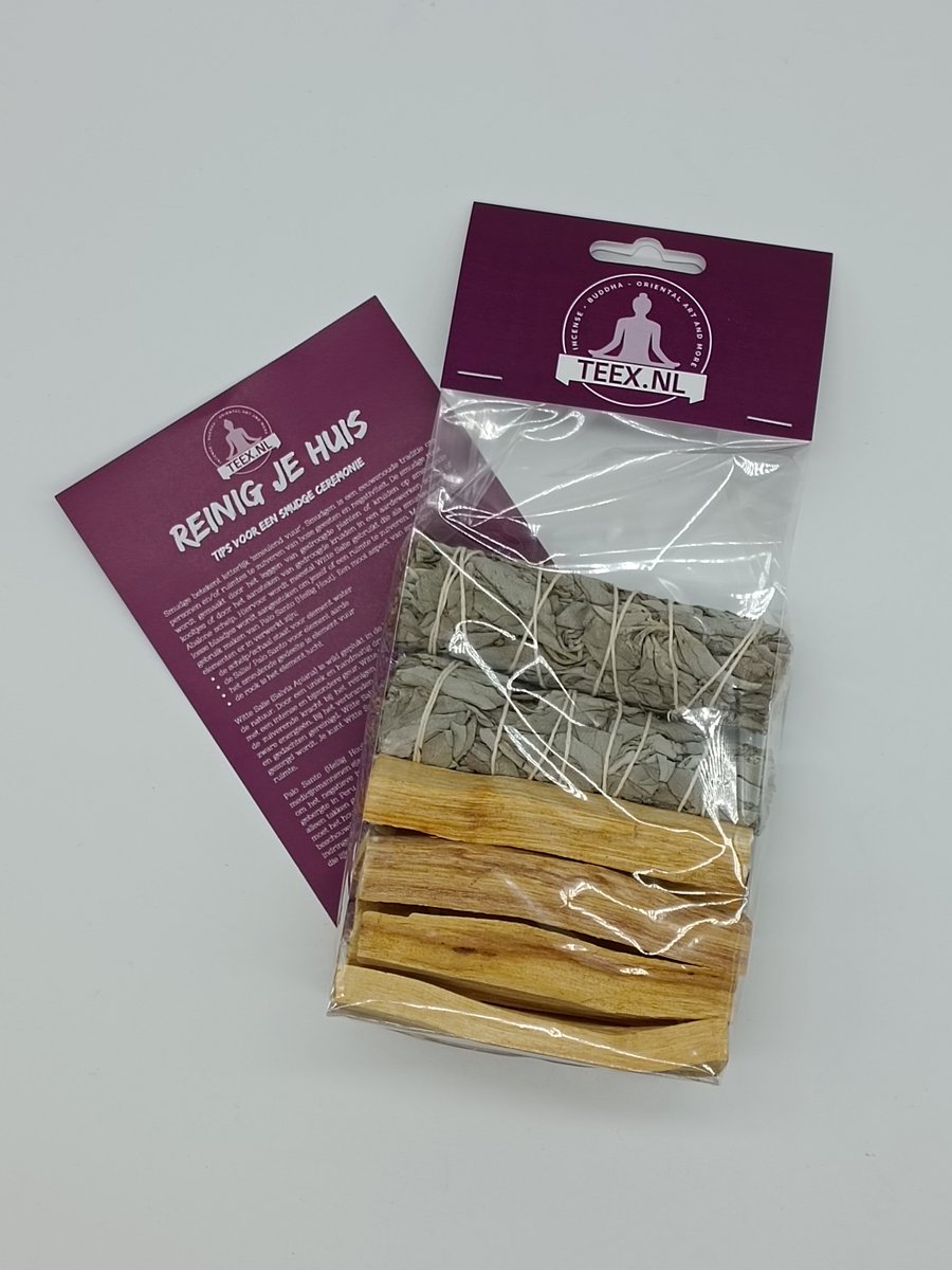 Reinig je huis pakket XL - Smudge - Witte salie - Palo Santo - energetische reiniging - original – TEEX.NL – Nederlandse gebruiksaanwijzing – White sage — cadeau in Cadeau-ideeën - foto 2