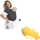 Baby Draagdoek + Baby Glove - Babywrap - Baby Carrier - Babydrager - Buikdrager Baby – Baby Draagzak - Baby Sling | Ergonomisch | Met Tasje | Donker Grijs