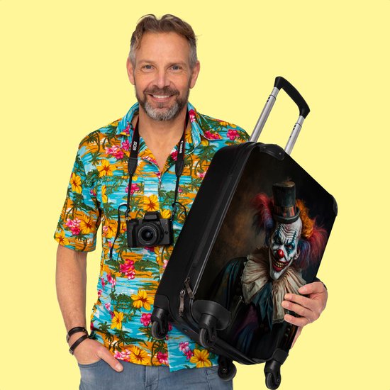 NoBoringSuitcases.com® Trolley - Valises de voyage - Clown - Chapeau - Col - Portrait - Horreur - Trolley sur roulettes - Convient en 55x40x20 cm et 55x35x25 cm - Valise - Valise cabine