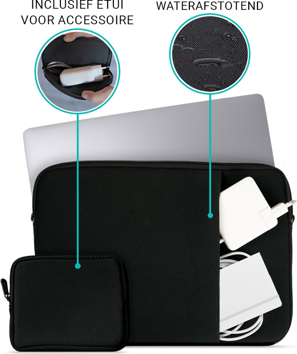 Coverzs 10 inch laptop accessoire etui geschikt voor muis, pennen, oplader en meer (zwart) - premium neopreen hoes met zachte binnenkant - waterbestendig en schokabsorberend - 10 inch — afbeelding 3