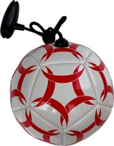 Techniekbal maat 2 - mini trainingsbal met koord en handgreep - mini bal voor thuis - Skill ball - Kleur rood-wit
