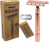 green-goose® Klassiek Scheermes | Rozegoud | Met 10 Scheermesjes | Safety Razor RVS Rosegoud