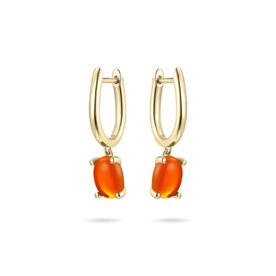 Gisser Jewels - Oorbellen - Geelgoud Verguld Zilver - Zirconia - Oranje