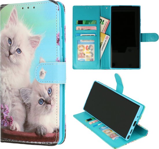 Casemania Hoesje Geschikt voor Samsung Galaxy A54 5G met Katten Print - Portemonnee Book Case - Kaarthouder & Magneetlipje