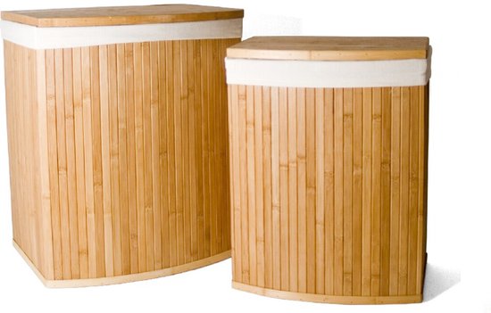 24269 Wasmand, natuurlijke bamboe-look, hygiënisch, met deksel