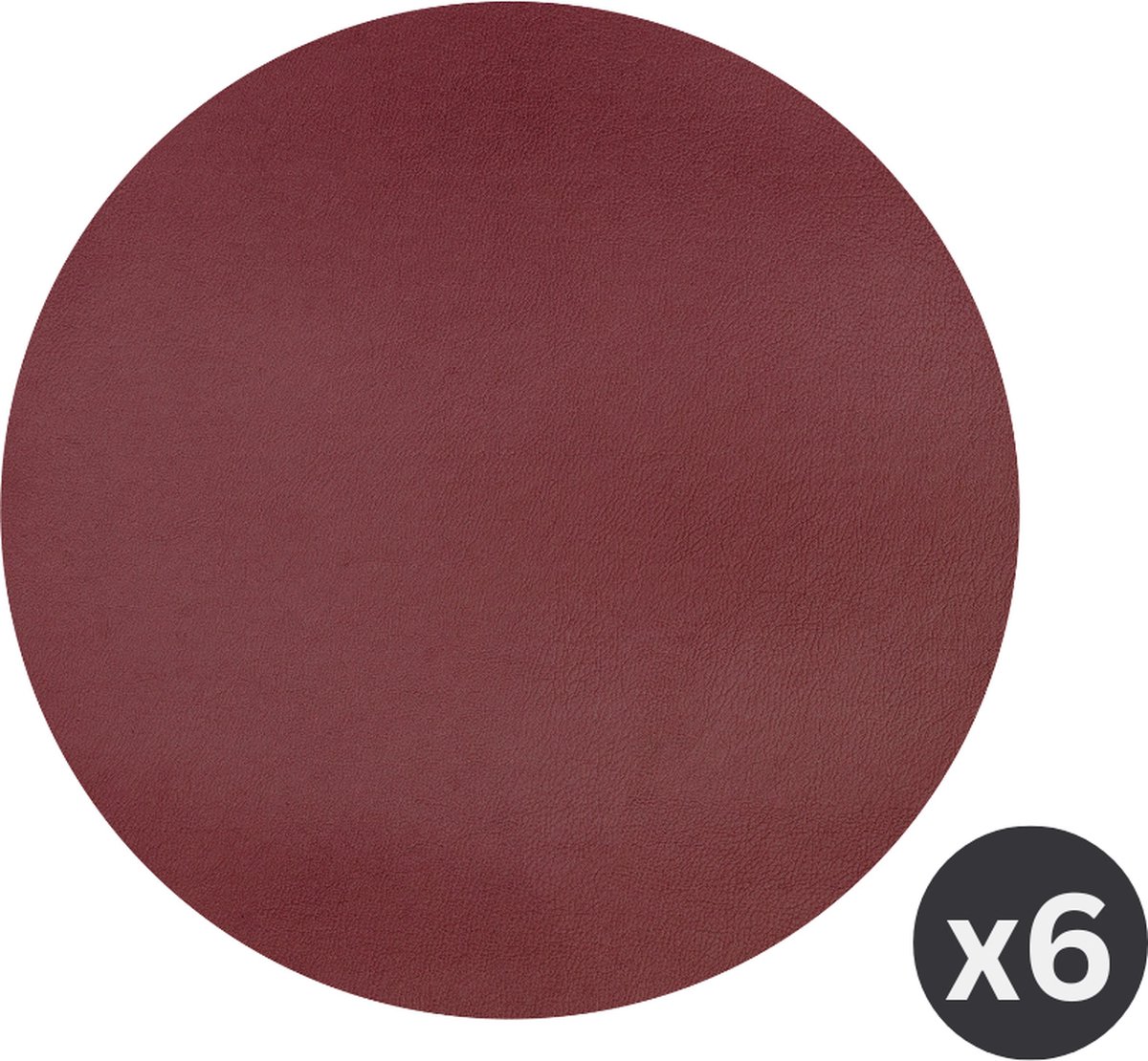 Placemat Togo rond (dia 38cm) - kunststof - rood - SET/6
