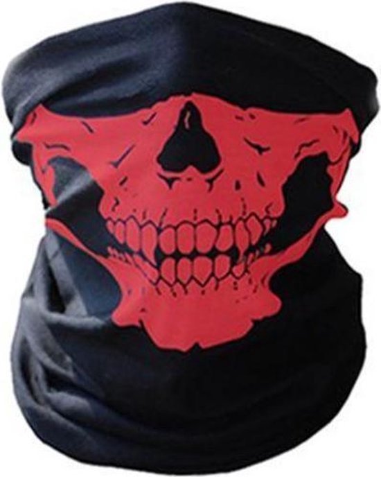 Foto:  2xruffneck skull motor bandana motorfiets mondkap ski outdoor sport schedel sjaal van heble 