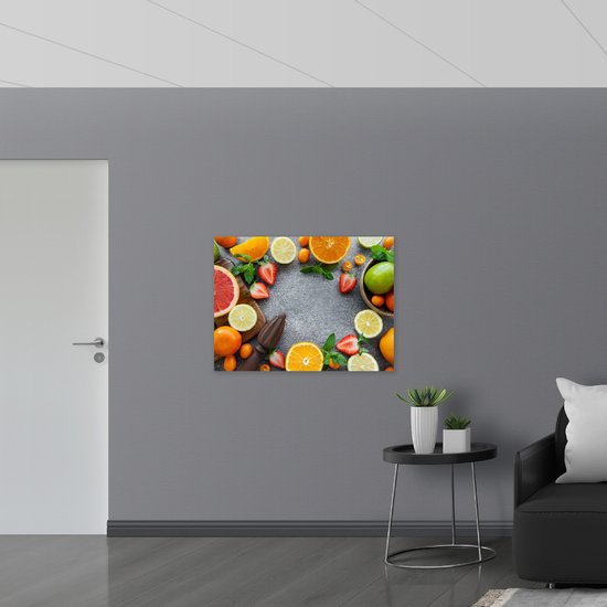 Poster Glanzend – Cirkel van Verschillende Fruitsoortenv - 100x75 cm Foto op Posterpapier met Glanzende Afwerking