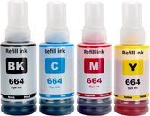 Encre d'imprimante Ecotank 664 - Convient pour Epson Ecotank T664 T6641 T6642 T6643 T6644 664XL bouteilles d'encre de recharge d'encre 4x100 ml - Marque privée