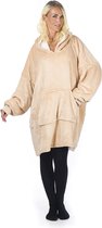 HomeVero, Comfort Blanket - Hoodie Deken – Beige – Fleece hoodie plaid met mouwen – Oversized knuffeltrui voor heren en dames