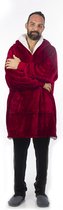 HomeVero, Comfort Blanket - Hoodie Deken – Rood – Fleece hoodie plaid met mouwen – Oversized knuffeltrui voor heren en dames