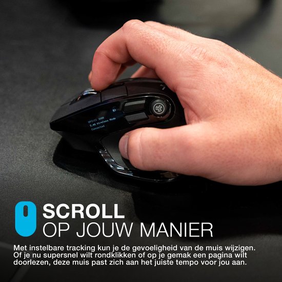 JLab Epic Computermuis – Bluetooth Muis Draadloos - Ergonomische Muis Rechtshandig – USB C Oplaadbaar - Verbindt 3 devices tegelijkertijd – Stille Clicks – Infinity Scroll – 4 Maanden Batterijduur – Draadloze Dongle