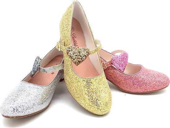 Chaussures de princesse à paillettes Argent coeur - pointure 36 - chaussures...  | bol.com