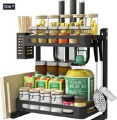 TDR - Support de cuisine debout multifonctionnel ou organisateur multifonctionnel - 2 couches - Zwart