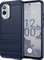 Mobigear Hoesje geschikt voor Nokia X30 Telefoonhoesje Flexibel TPU | Mobigear Brushed Slim Backcover | X30 Case | Back Cover - Blauw