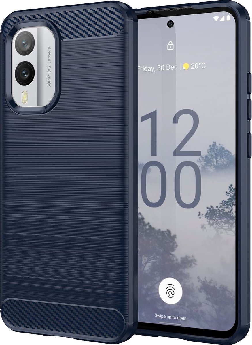 Mobigear Hoesje geschikt voor Nokia X30 Telefoonhoesje Flexibel TPU | Mobigear Brushed Slim Backcover | X30 Case | Back Cover - Blauw