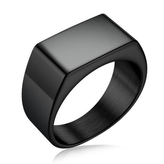 Chevalière Zwart - (Taille 57 - 18 mm - 18,1 mm) - Ring Homme/Femme - Chevalière Homme/Femme - Ring Viking - Ring Motard - Ring Homme Acier Acier Inoxydable Acier Inoxydable Couleur Noir