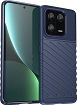 Mobigear Hoesje geschikt voor Xiaomi 13 Pro Telefoonhoesje Flexibel TPU | Mobigear Groove Backcover | 13 Pro Case | Back Cover - Blauw