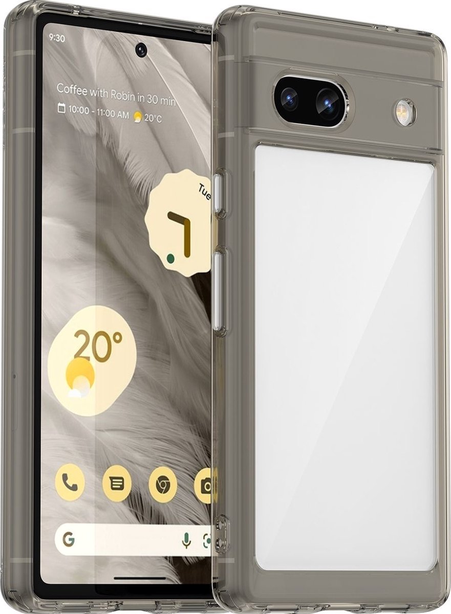 Mobigear Hoesje geschikt voor Google Pixel 7a Telefoonhoesje Hardcase | Mobigear Crystal Backcover | Pixel 7a Case | Back Cover - Transparant / Grijs