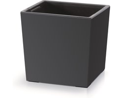 Prosperplast - Vierkant Bloempot met inzet - 24 cm x 24 cm x 23,5 cm - Antraciet