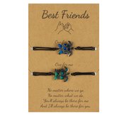 Bixorp Friends Vriendschapsarmbandjes voor 2 met Schildpadjes - Groen + Blauw - BFF Armband Meisjes - Best Friends Armband Vriendschap Cadeau voor Twee