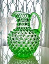 Ananas karaf licht groen – handgemaakt -hobnail decanter jug – handmade jar – wijnkan - waterkan - ROYAL BOHEMIA - moderne vaas