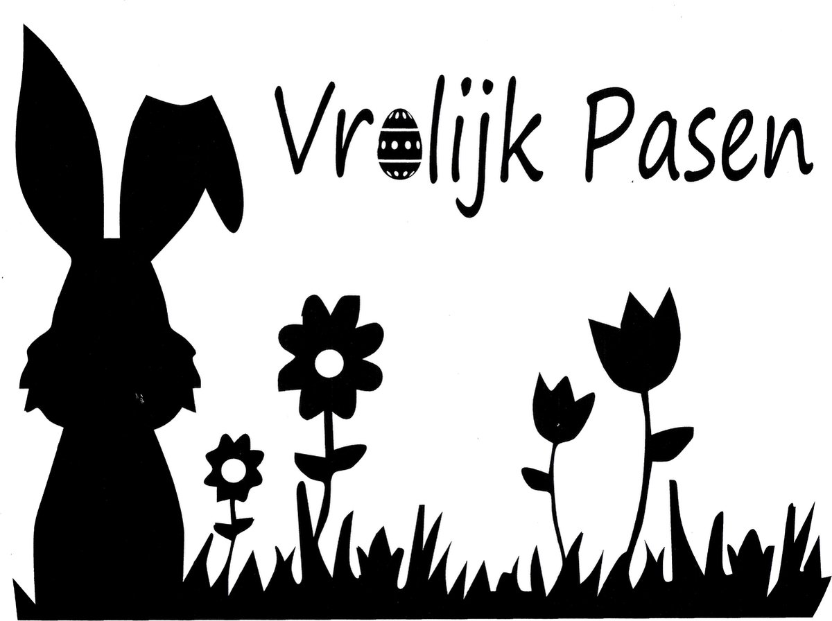 Muur of raamsticker Vrolijk Pasen gras - wit - 30x40 cm.