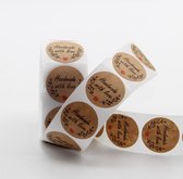 1 Rol Stickers/Zelfklevers "Handmade With Love, LAURIER" (per 500 Stickers/Zelfklevers)