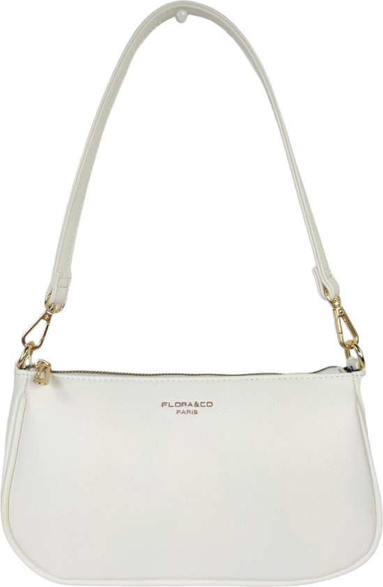 Flora & Co - sac à main de mode - sac à bandoulière - avec bandoulière blanche extra longue