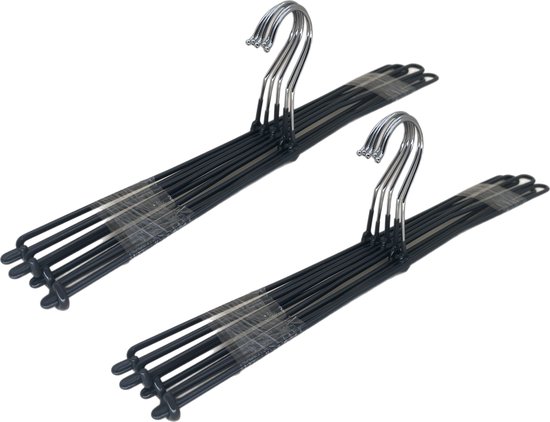 TopHangers [Set de 10] - cintres à pinces / cintres à vêtements / cintres à pantalons avec revêtement antidérapant noir