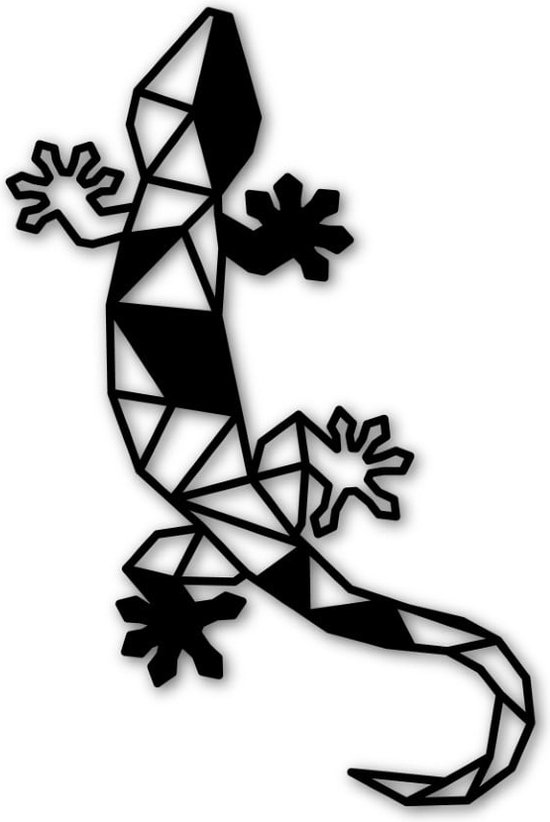 Houten Dierenkop - Gekko - Middel, Zwart MDF