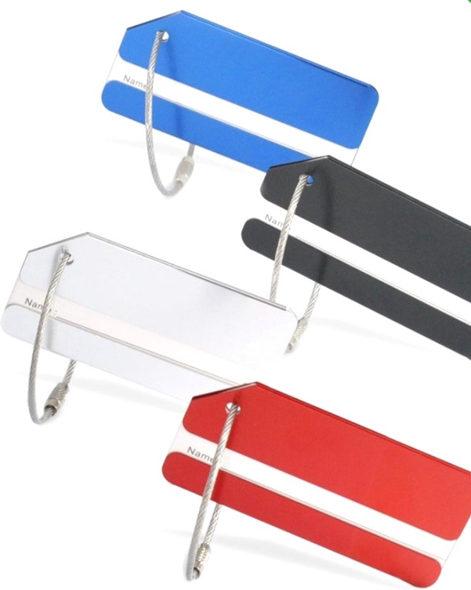 Aluminium bagagelabel- Aluminium Kofferlabels - Bagagelabel - Naamlabel - 4 stuks kofferlabels- Adres Label Voor Koffer Tas & Bagage - Multi