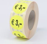 "3 euro" - Autocollants prix op rol - 1000 étiquettes - rond 35mm