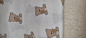 Kinderwagendeken - wit katoen met bruine teddybeer - ecru teddy - ook voor moses mandje