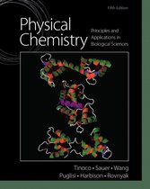 Boekomslag van 'Physical Chemistry', vijfde editie, met moleculaire structuren op een zwarte achtergrond.