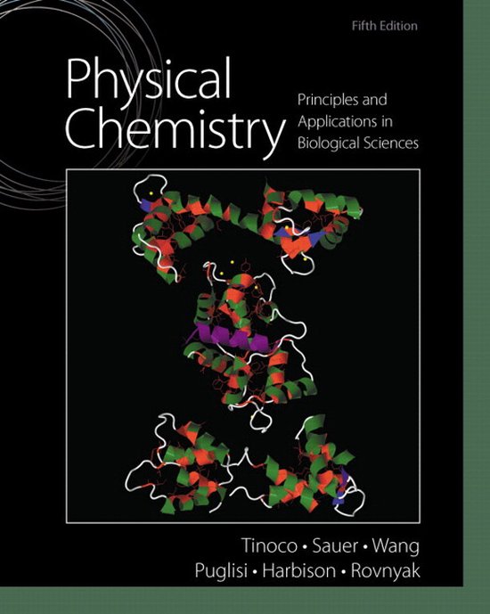 Boekomslag van 'Physical Chemistry', vijfde editie, met moleculaire structuren op een zwarte achtergrond.