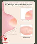 Illustratie van borststimulatie met 45° hoek. Toont stimulatie en massage van de borst met het product.